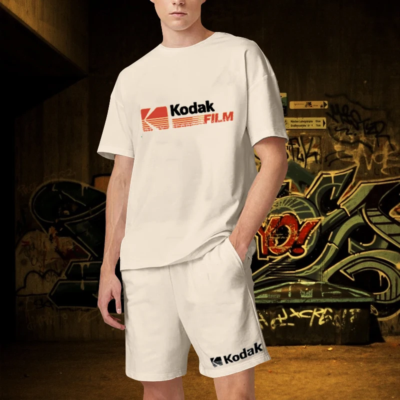Kodak Korea Men Sets T Shirt Shorts Oversized Fashion Luxury Women Men 2 Piece Set Short Suit High Quality Summer Outfits 2023