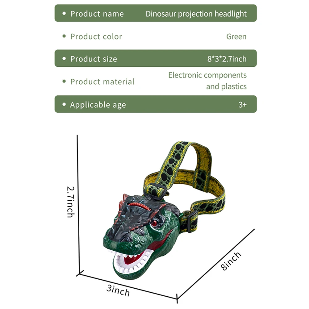 Светодиодный уличный проектор с динозавром фара со звуком детский налобный
