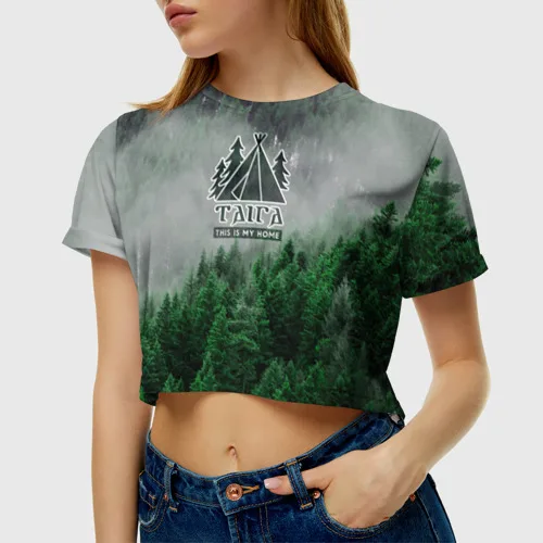 Женская футболка Crop-top 3D Сибирь |