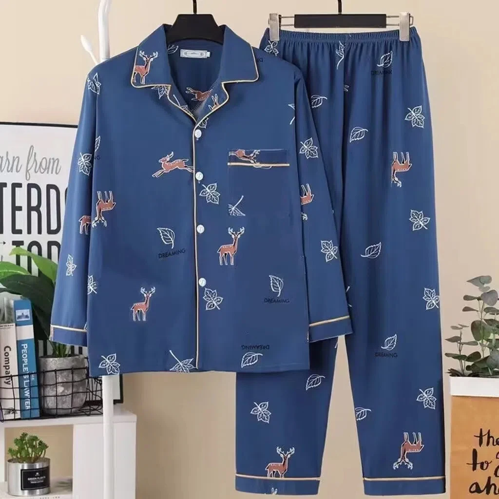 100% Cotton Pijama for Men 2 Pieces Lounge Sleepwear Pyjamas Plaid Spring Bedgown Home Clothes Man PJs Pure Cotton Pajamas Set