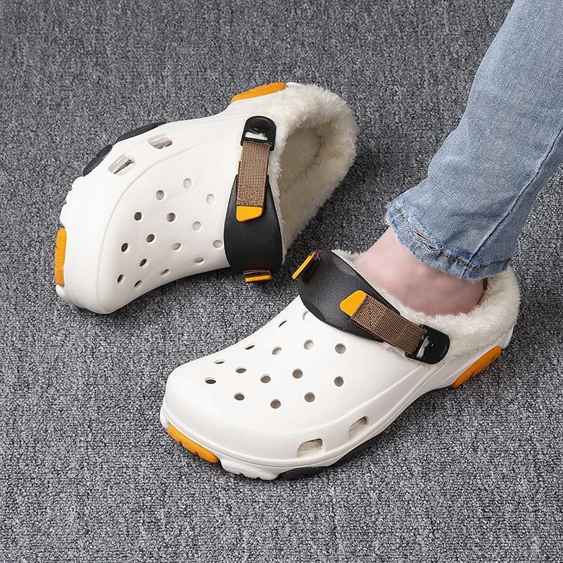 Зимние мужские тапочки теплые меховые мягкая домашняя хлопковая обувь для