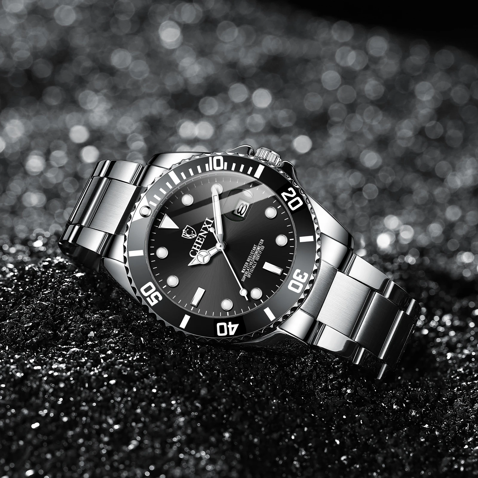 New CHENXI 085 Business Luxury Brand Couple Lovers Mens Women Clock Stainless Steel Luminous Waterproof Calendar Quartz Watch