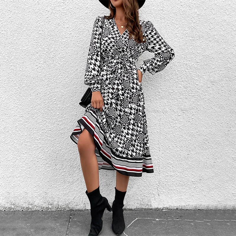 

2023 Spring/Summer Women's New Women's Temperament Printed Bohemian Style Dress Long Dress Stock Y2k Elegant and Pretty Dresses