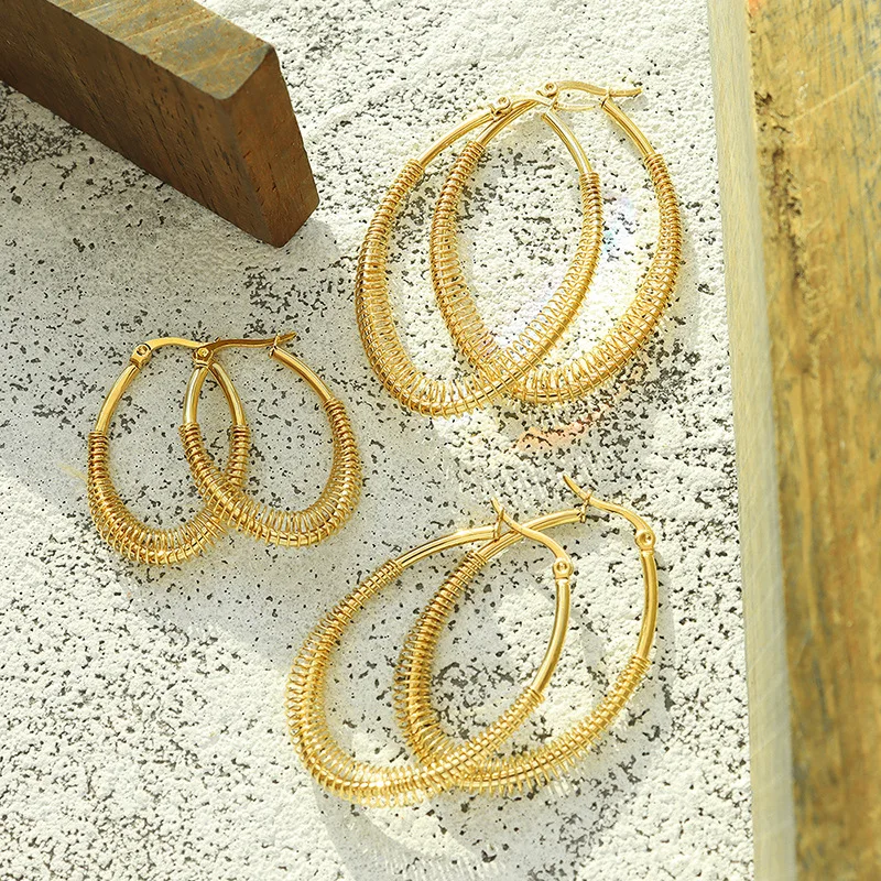 Серьги-кольца женские круглые из нержавеющей стали, с пружиной