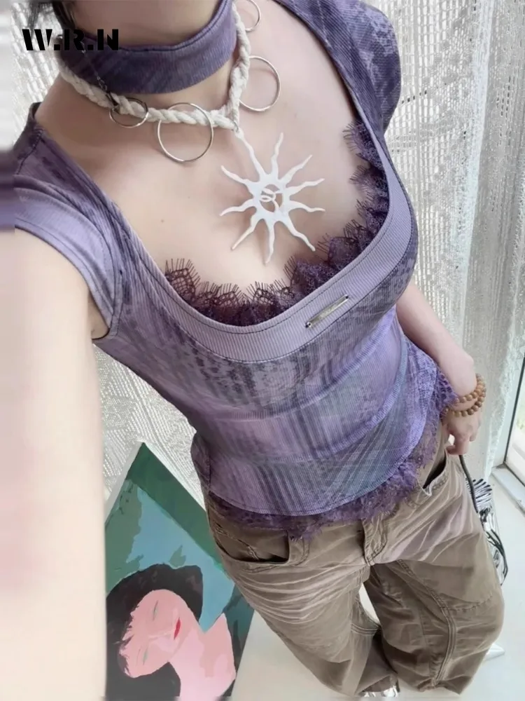 Женская футболка с коротким рукавом и круглым вырезом фиолетовая Повседневная