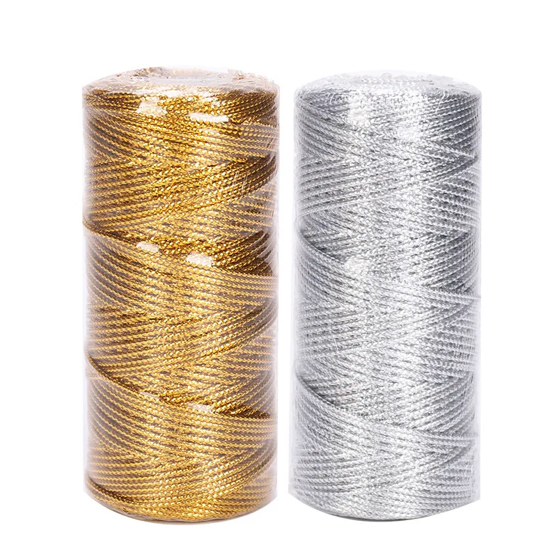 

100M/Roll Gold Silver Cords Metallic Twine Non-Slip String Strap Thread Gift Bags Garment Shoes Ribbon DIY Sewing Accessories