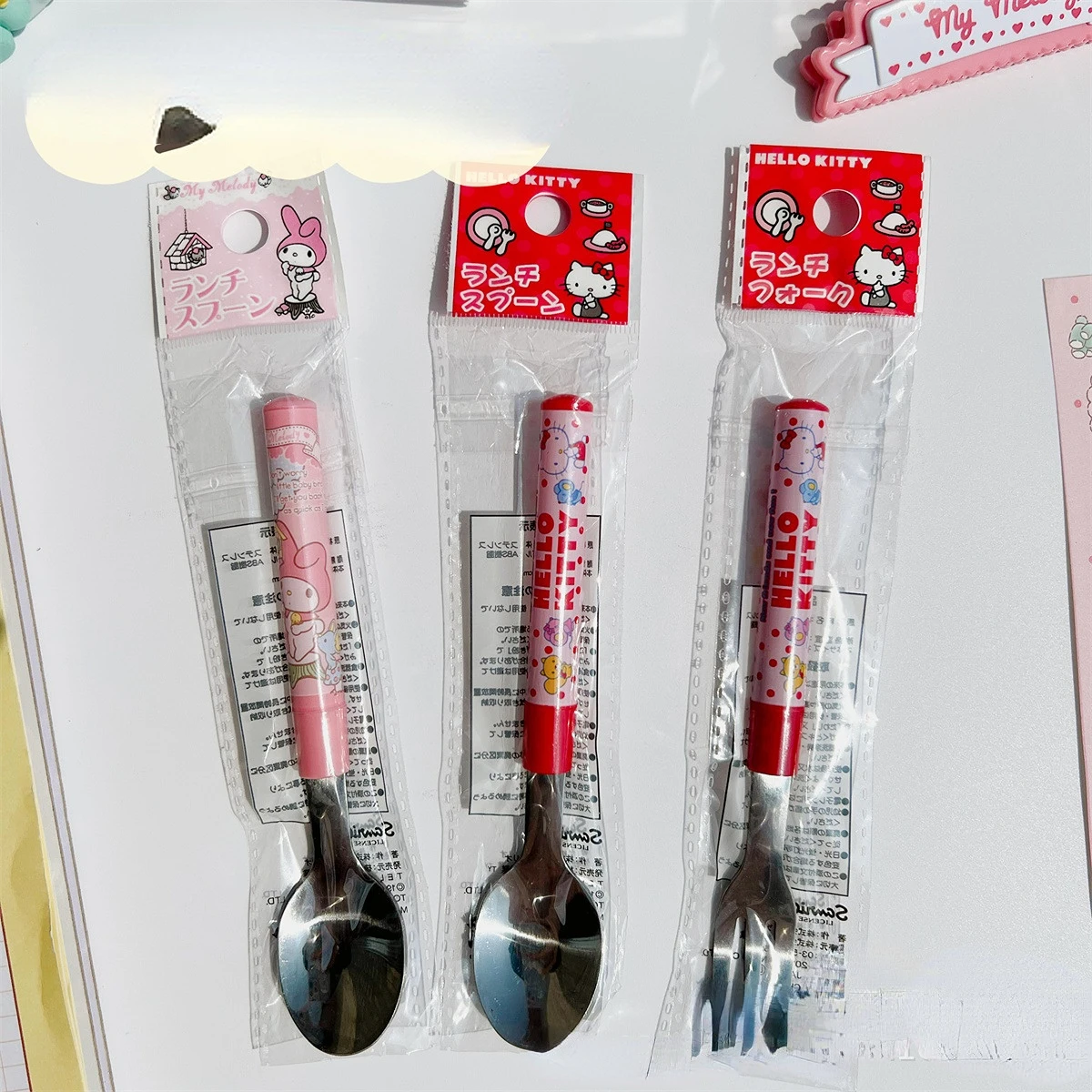 

Вилка-ложка Sanrio из нержавеющей стали с изображением героев мультфильмов, милая детская мелодия, милый креативный подарок для детей