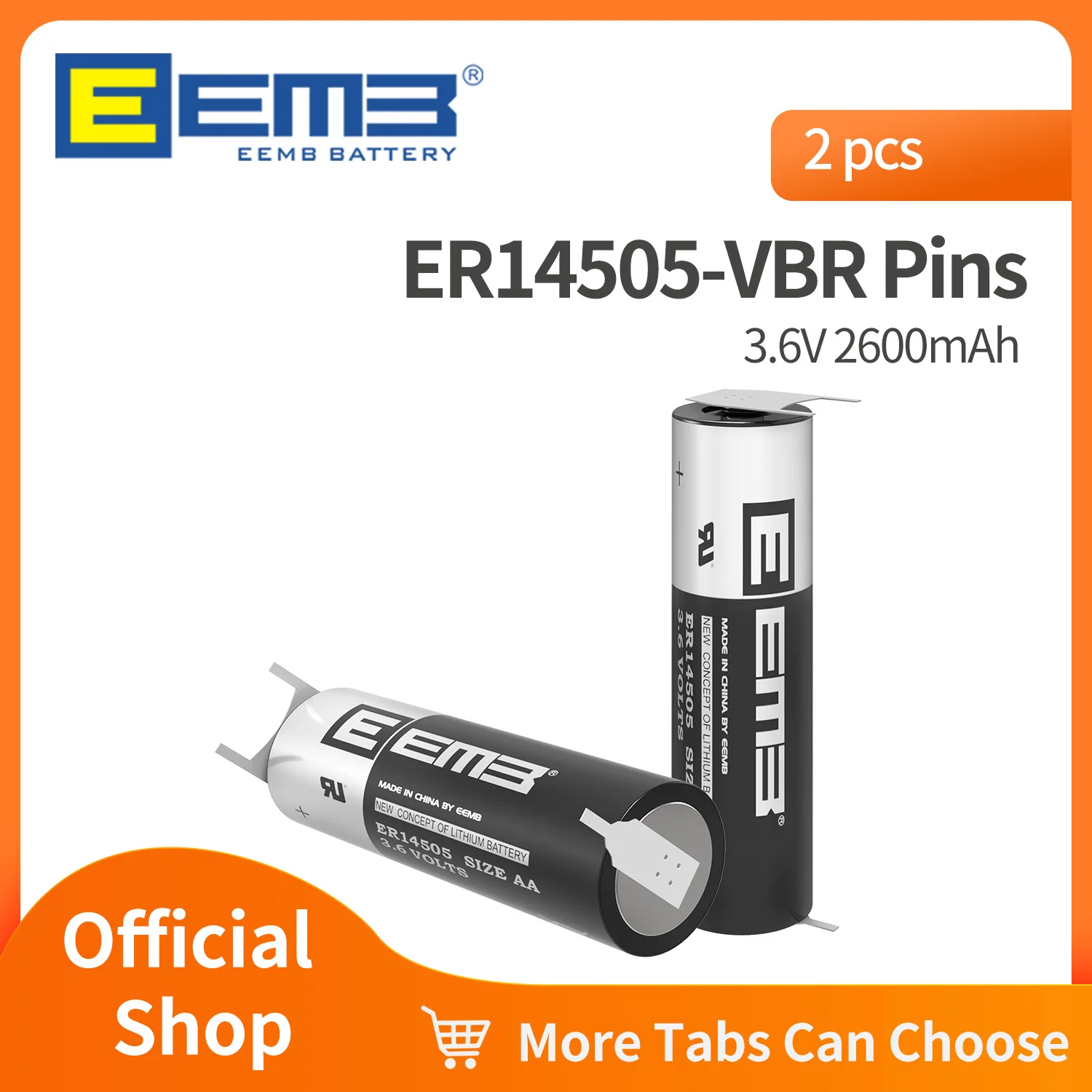 2 шт., Литиевые Батарейки EEMB ER14505, 3,6 В, 2600 мАч