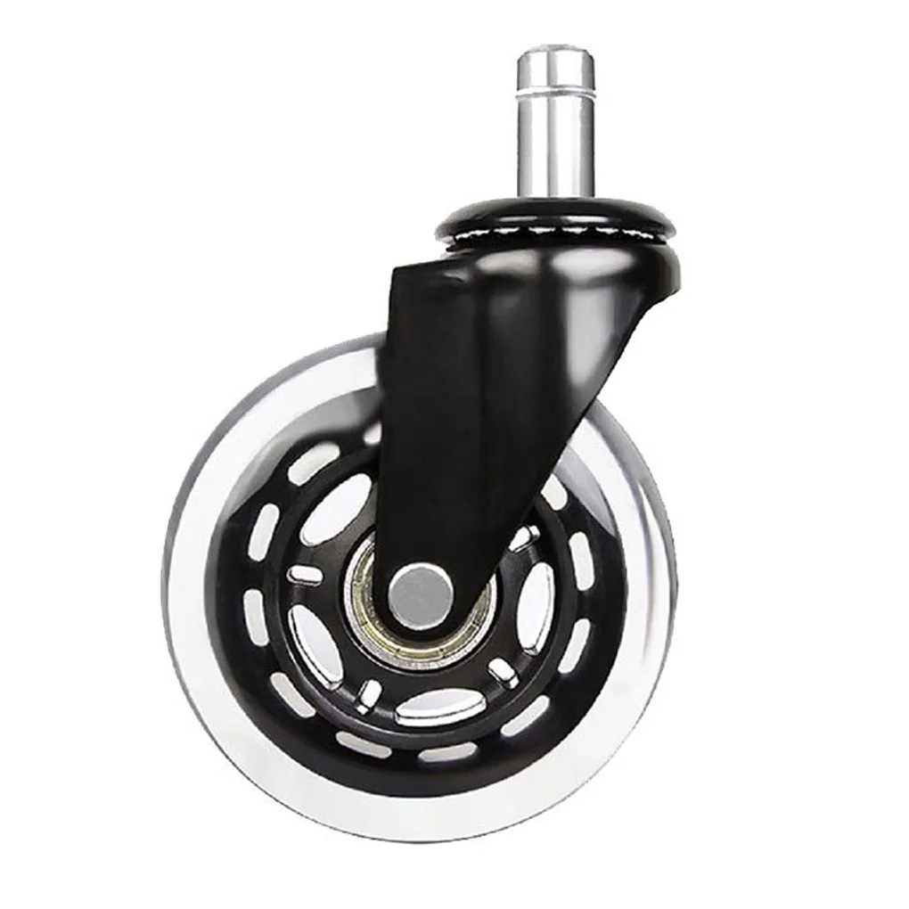 

5pcs 3 inch Office Chair Wheels 10mm Stem Quiet Rolling PU Rubber Desk Chair Casters Replacement
