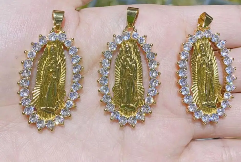 

Овальный Шарм Девы Марии, 1 шт., для позолоченной меди, CZ Кристалл, ювелирные изделия, аксессуары, fdsg4