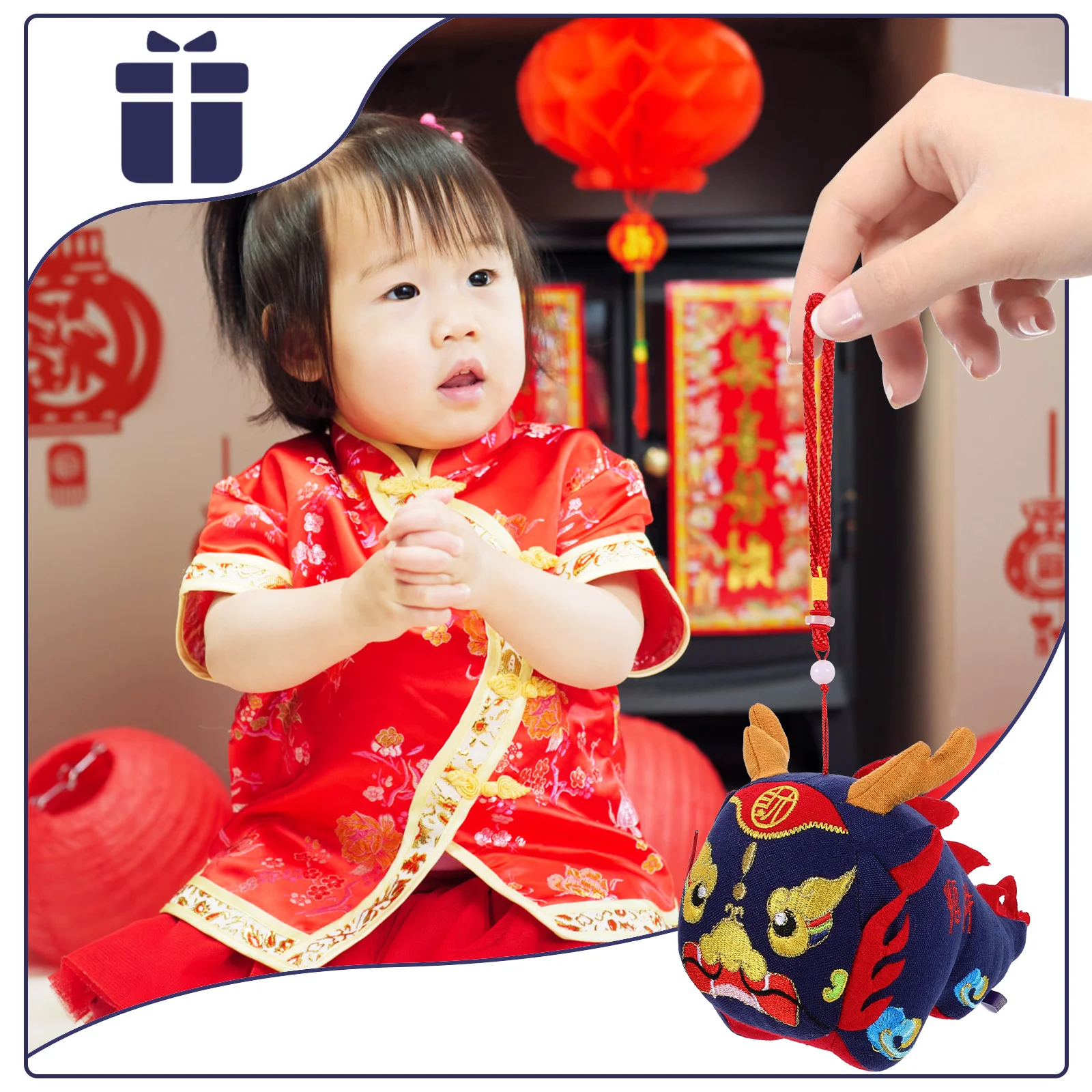 2024 год Дракона-талисмана плюшевая игрушка китайский кулон (синий) (около 18 см)