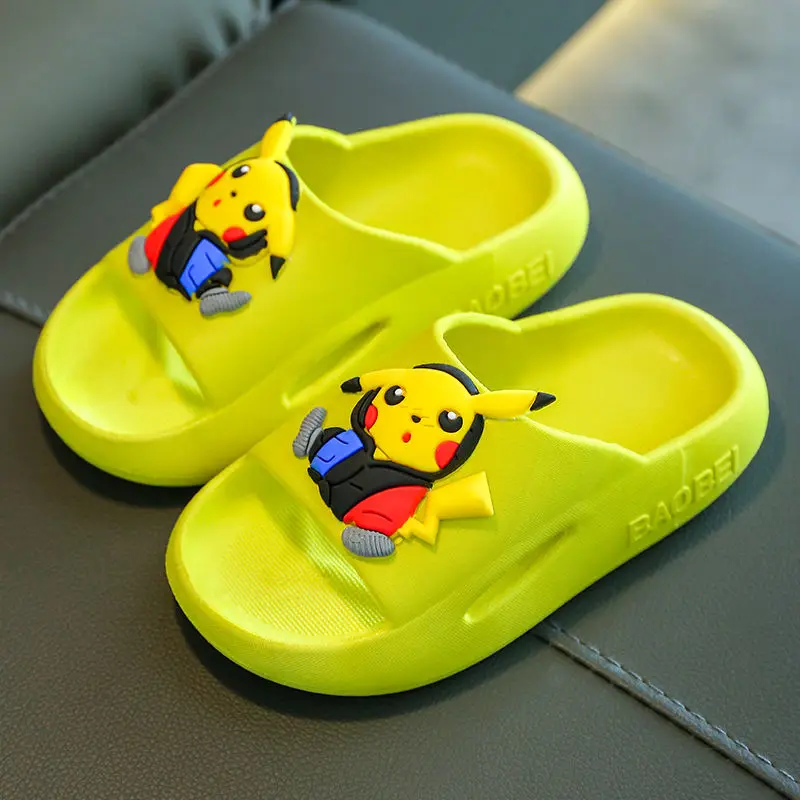 Детские тапочки с героями мультфильмов Покемон Пикачу Симпатичные летние
