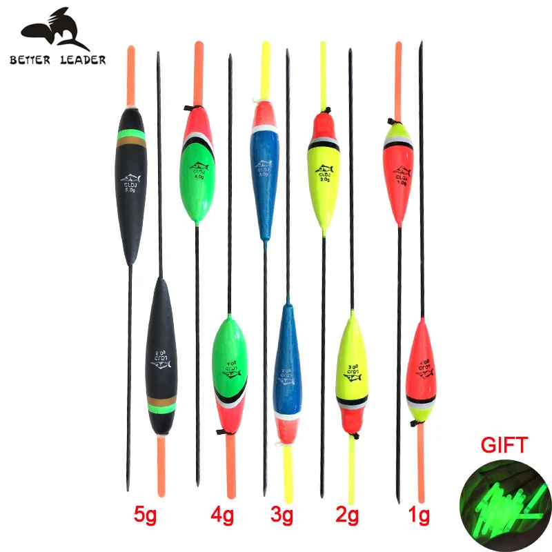 

BETTER LEADER Fishing Bobber 10pcs 1g-5g Carp Fishing Float Mix Size Fishing Floats Set Buoy Bobber With Lightstick Fishing Tool