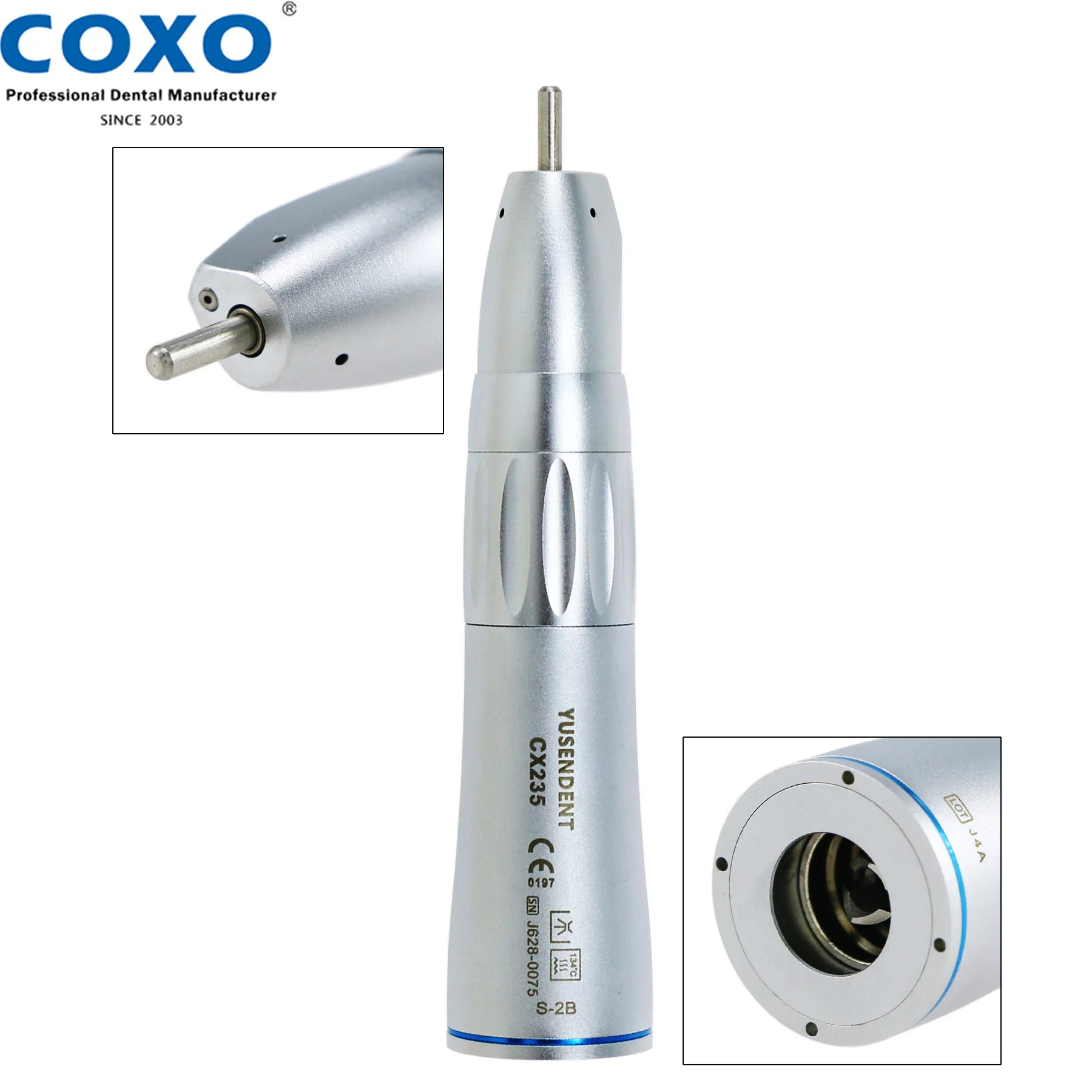 COXO Low Speed Handpiece Dental Straight Nose Cone Handpiece 1:1 Inner Water ISO E-type fit KAVO NSK Air Motor