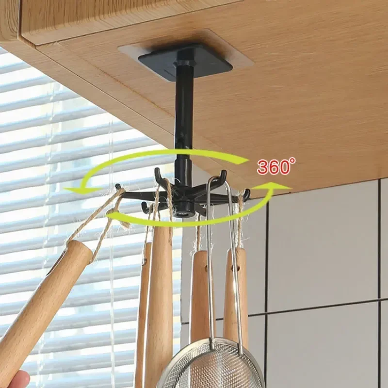 

10 Pcs Self Adhesive Wall Door Clothes Hanging Rack Hooks Home Kitchen Handbag Hanger with 360 Degree Rotating
