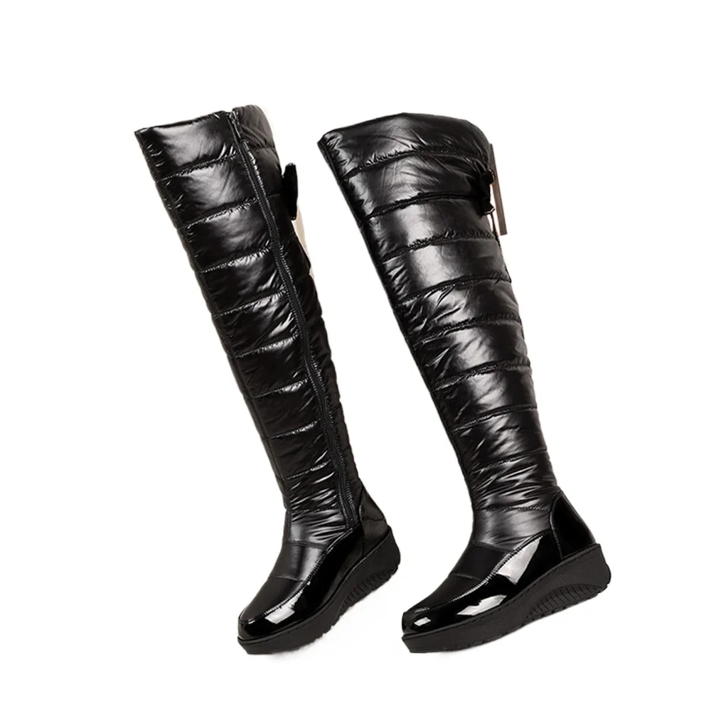 Большой размер 44 теплые зимние ботинки на толстом меху женские платформе с