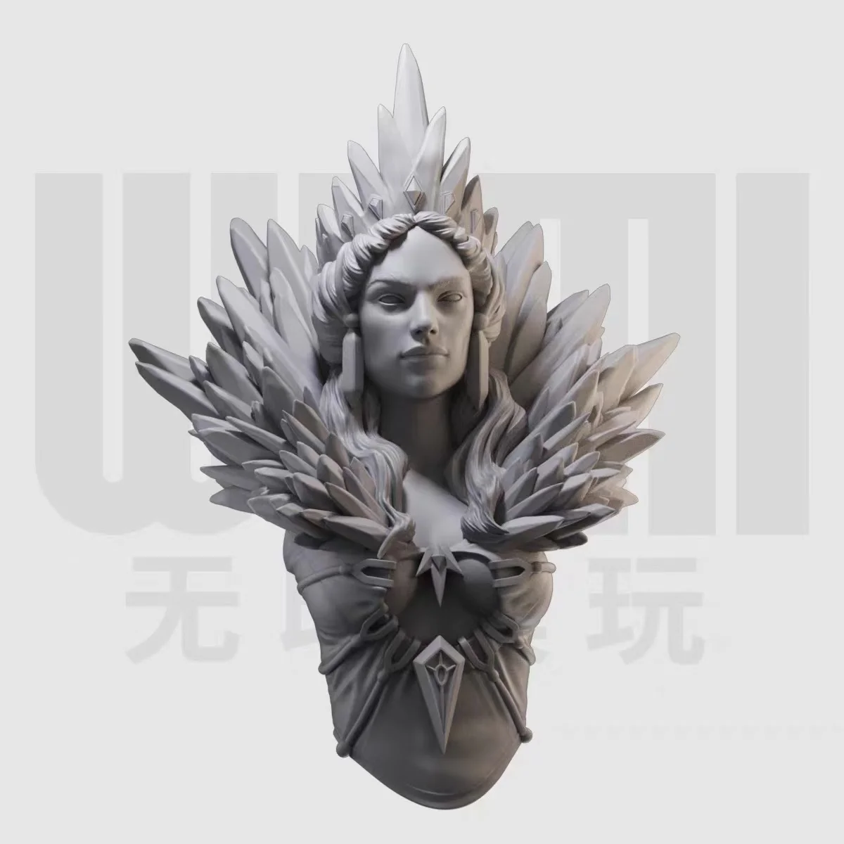 

1/10 Ice Crystal Witch Bust Western Fantasy Resin White Model GK figure Model