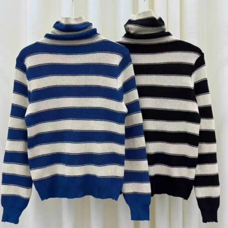 Водолазки пуловеры женский трикотаж свитер осень-зима вязаные пальто в полоску