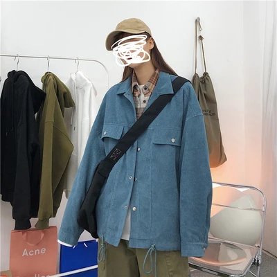 

A Men's retro corduroy jacket autumn loose all-match solid color top tide jacket