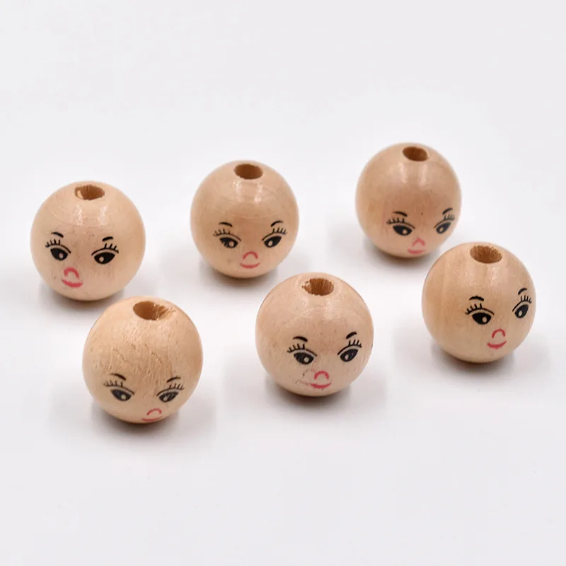 Деревянные бусины со смайликом для детского рукоделия 14-22 мм |