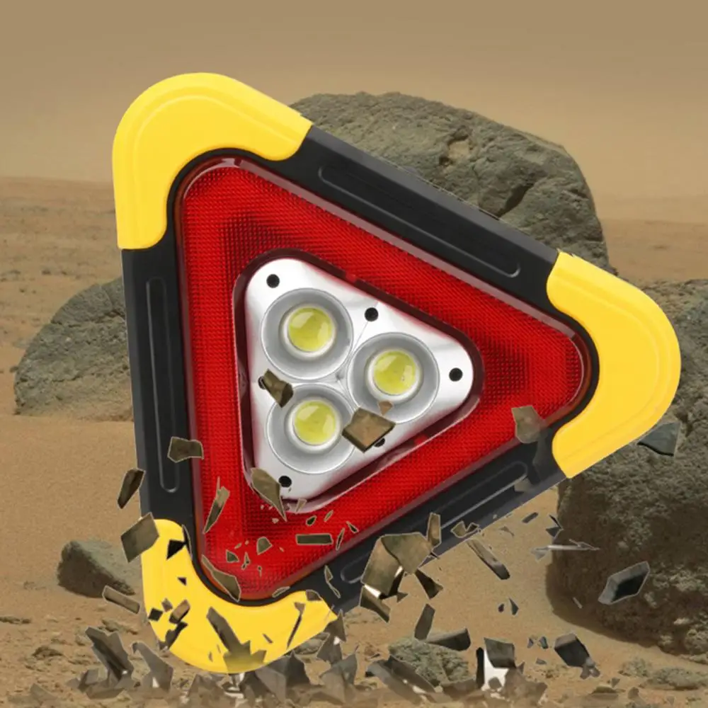 led light universal warning auto work outdoor phone usb solar rechargeable triangle shape emergency traffic free global shipping