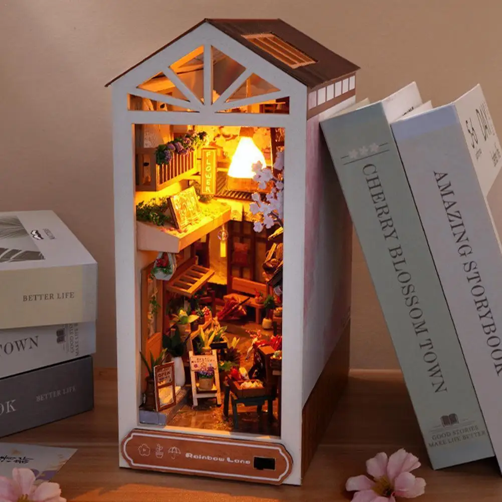 

Diy Book Nook Shelf House Insert Kit Miniature After Rain Collection Street Craft Scene House Miniatures Handmade Book X5h2