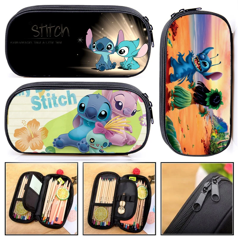 

Disney Cartoon Lilo & Stitch Cosmetic Case Pencil Bags Nevermore Academy Cute Girl Pencil Box Cute School Case Supplies Gift