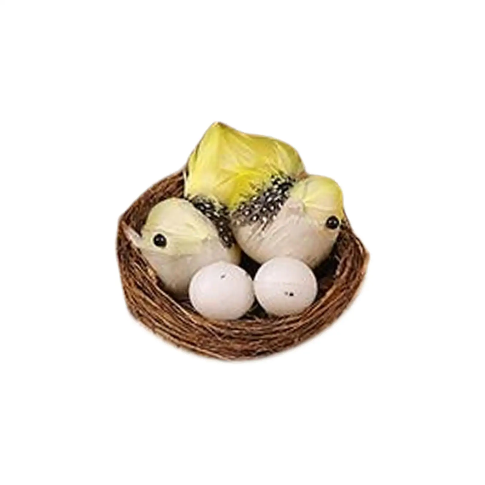 

Artificial Bird Nest with Eggs Lawn Arts Handmade Birds Sculpture Lifelike Creative for Micro Landscape Lawn Easter Yard Decor