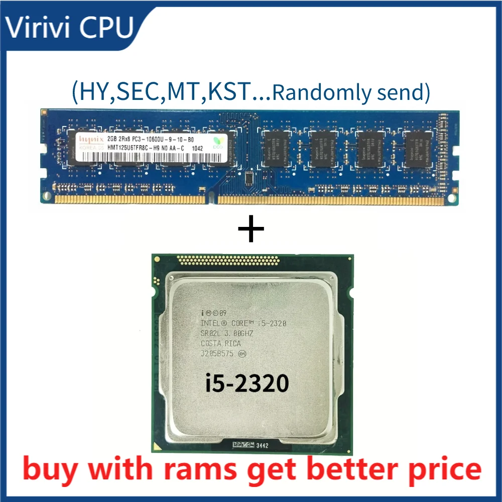 

DDR3 2G 1333Mhz with i5-2320 CPU Processor 3.0GHz 6M Cache LGA 1155 i5-2320 CPU