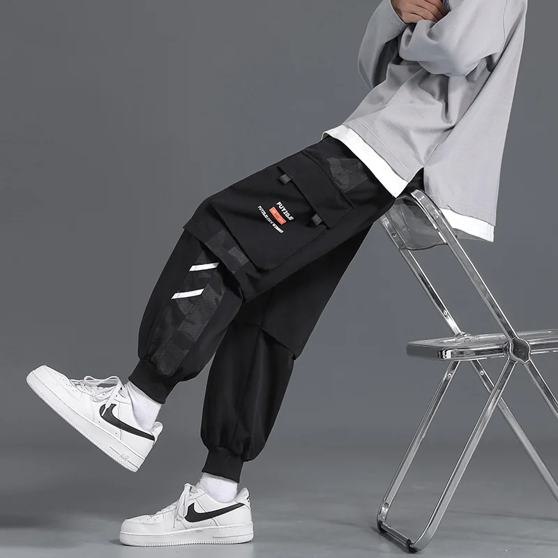 

Мужские шаровары с карманами Новинка 2023 повседневные мужские Джоггеры в стиле хип-хоп однотонные брюки Модная уличная одежда Спортивные Брюки Женская