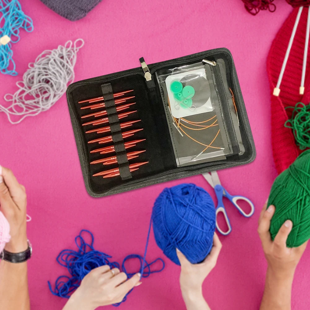 

1 Набор вязальных спиц, Съемные алюминиевые круглые вязальные спицы ручной работы, удобные рукоятки, праздничный подарок для шитья