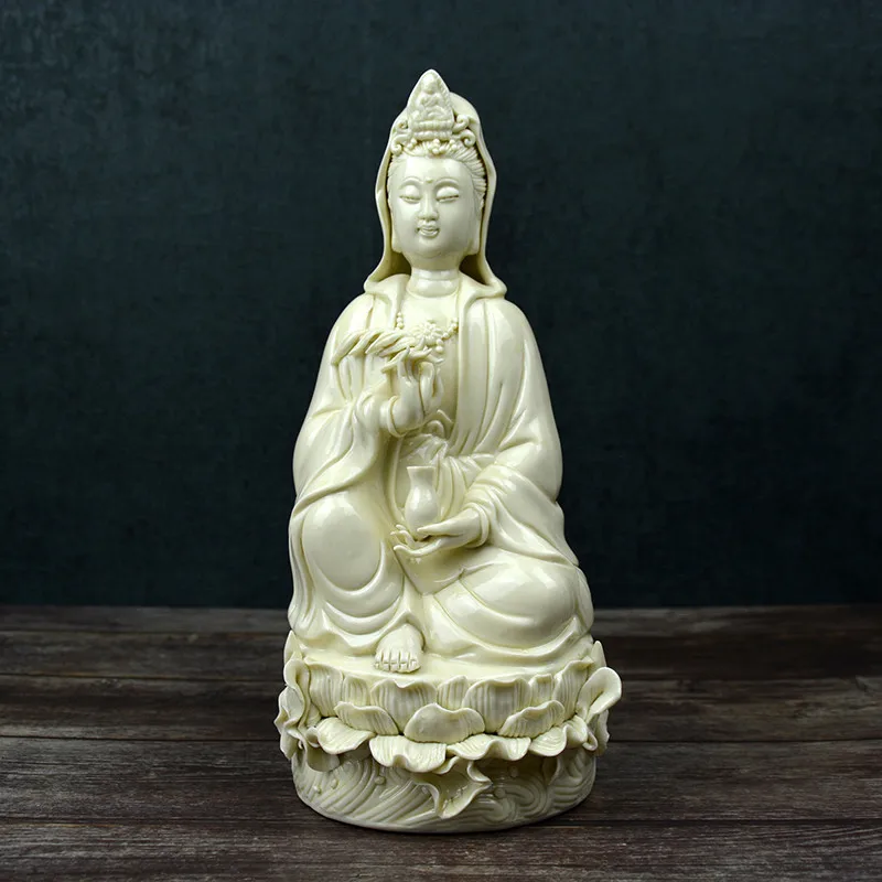 Dehua porcelain Guanyin Buddha, exquisite religious feng shui home furnishings