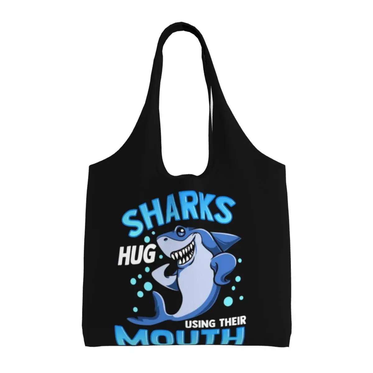 

Cute Funny Shark Shopping Bag Hug Using Their Mouth Female Gift Handbags Retro Polyester Work Bags