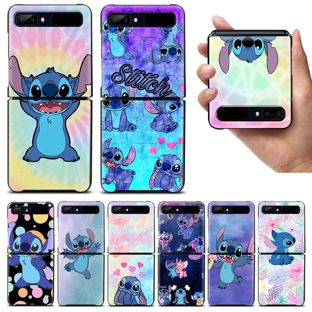 

Disney Stitch Cool Shockproof Cover for Samsung Galaxy Z Flip 4 3 5G Hard Black Phone Case Segmented Protect Cover