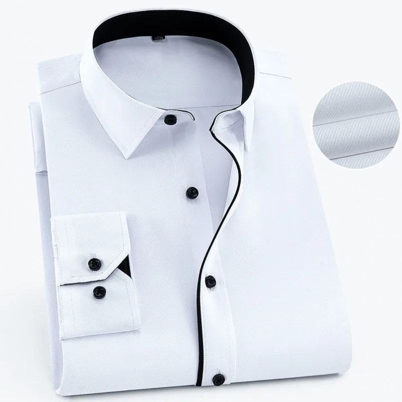 Рубашка мужская с длинным рукавом повседневная из Твила приталенная деловая