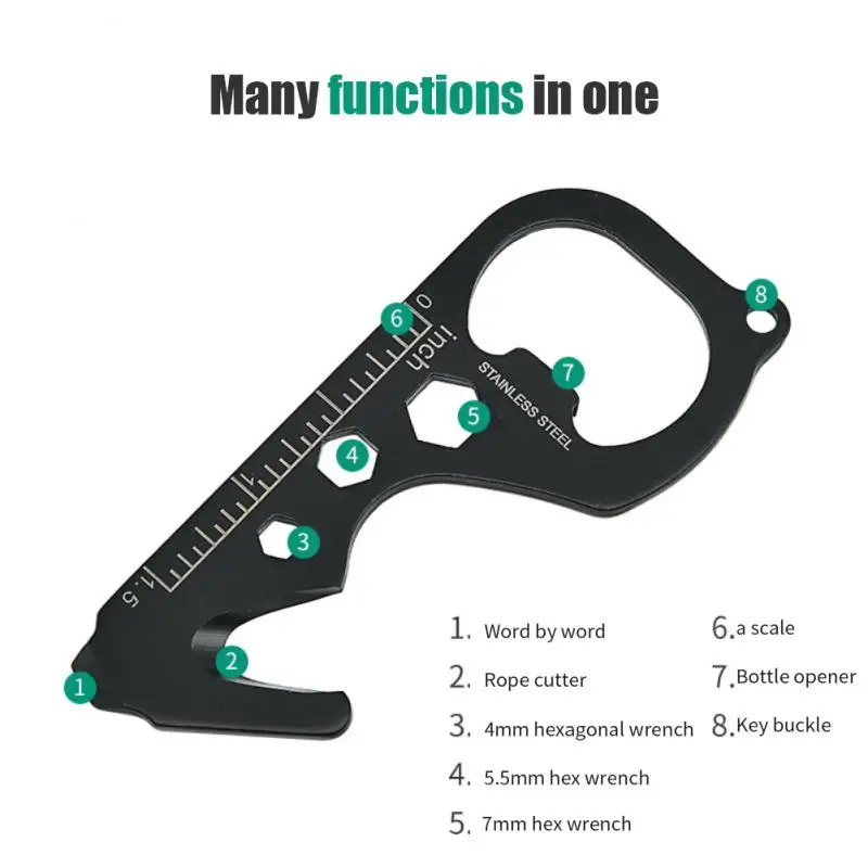 

Key Shape Multi Function Tool Multi Function Corrosion-resistant Card Tool Portable Rope Cutter Dividing Rule Durable Hex Wrench