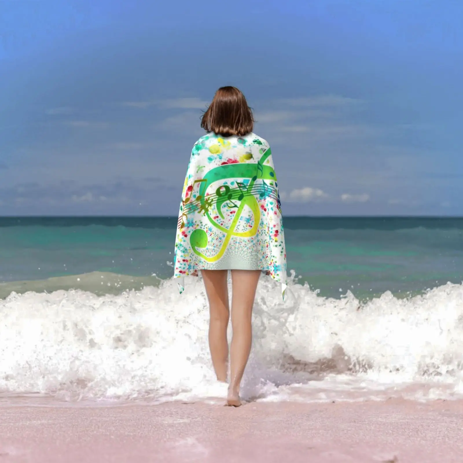 Музыкальные ноты банное полотенце пляжная Подушка музыкальные гитара музыкант