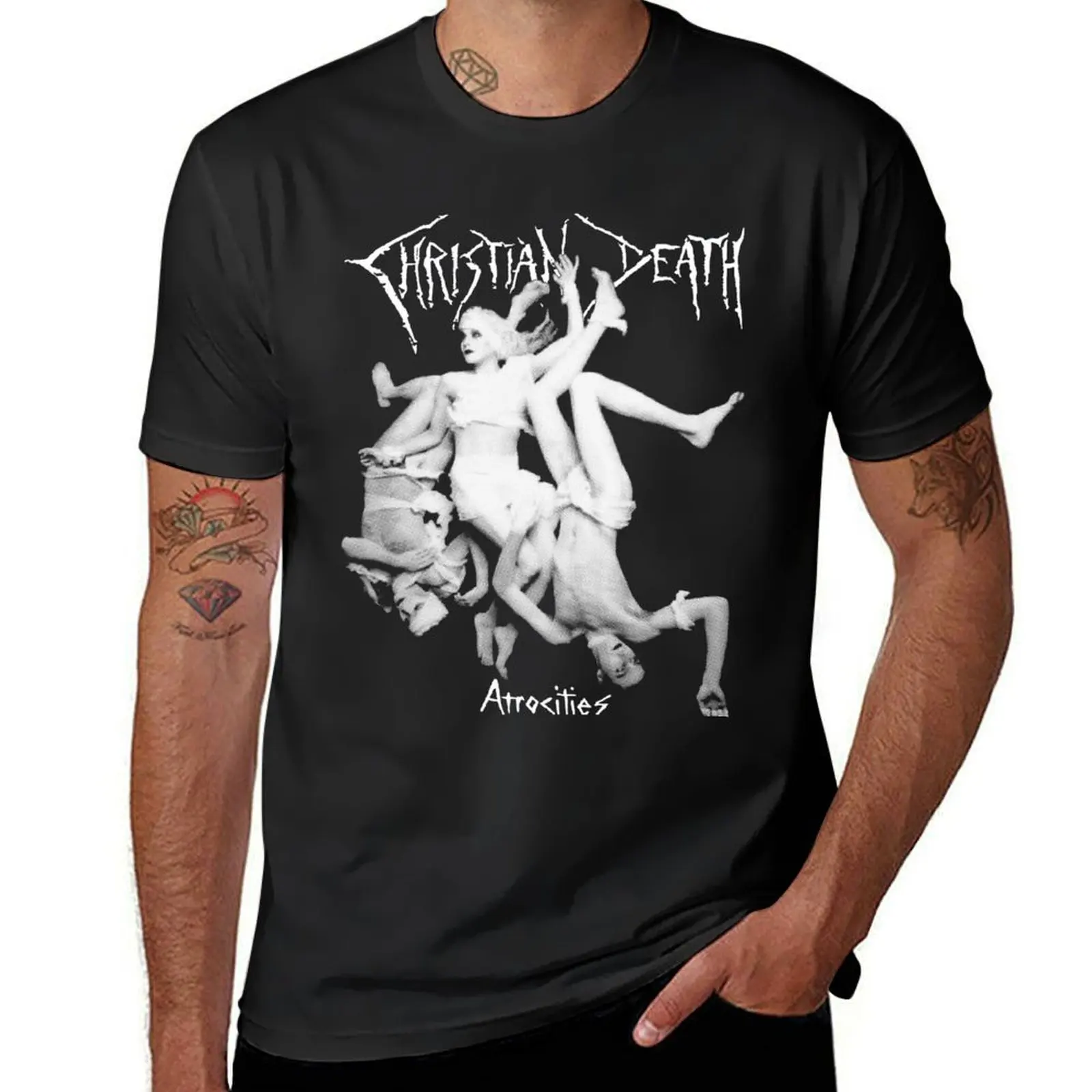 Футболка с надписью Christian Death: зверства одежда из аниме кавайная черные Большие и