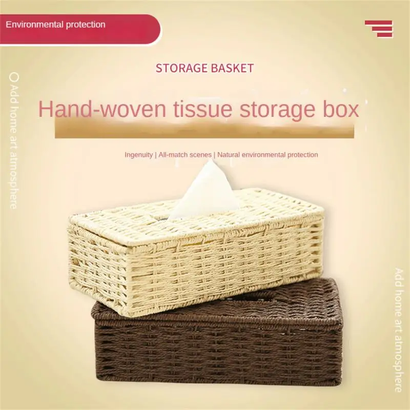 

No Burr Car Tissue Storage Basket In Living Room Fine Polishing Unique Style Of Design Tissue Box Smooth Surface Braid