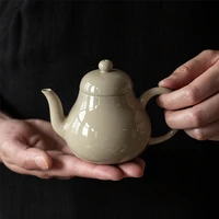 140ml japanese style handmade gray glaze teapot retro single pot small teapot household ceramic small teapot kung fu tea set