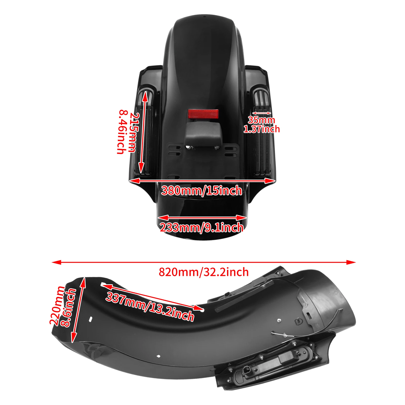 Фото Мотоциклетный светодиодный комплект расширения заднего крыла для Harley Touring CVO Street Electra Road Glide FLHR 2009-2024, брызговики №4