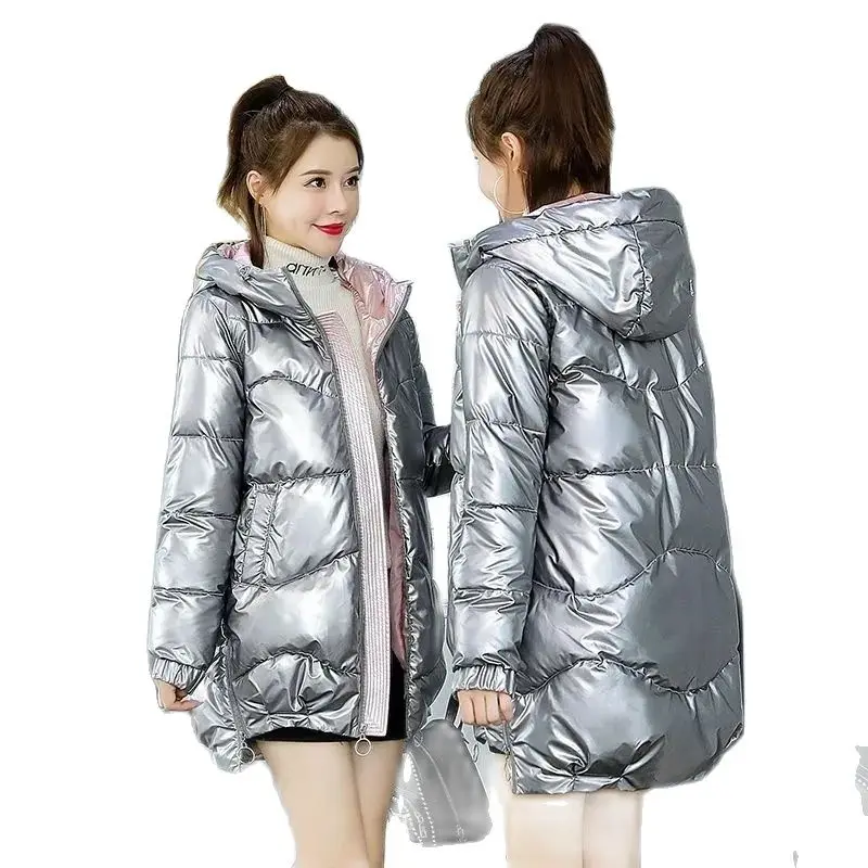 

Winter Jacket Women Promotion Wash Free New Long Female Down Cotton Coat Bright Face Loose Thickened Coats Outdoor Clothing