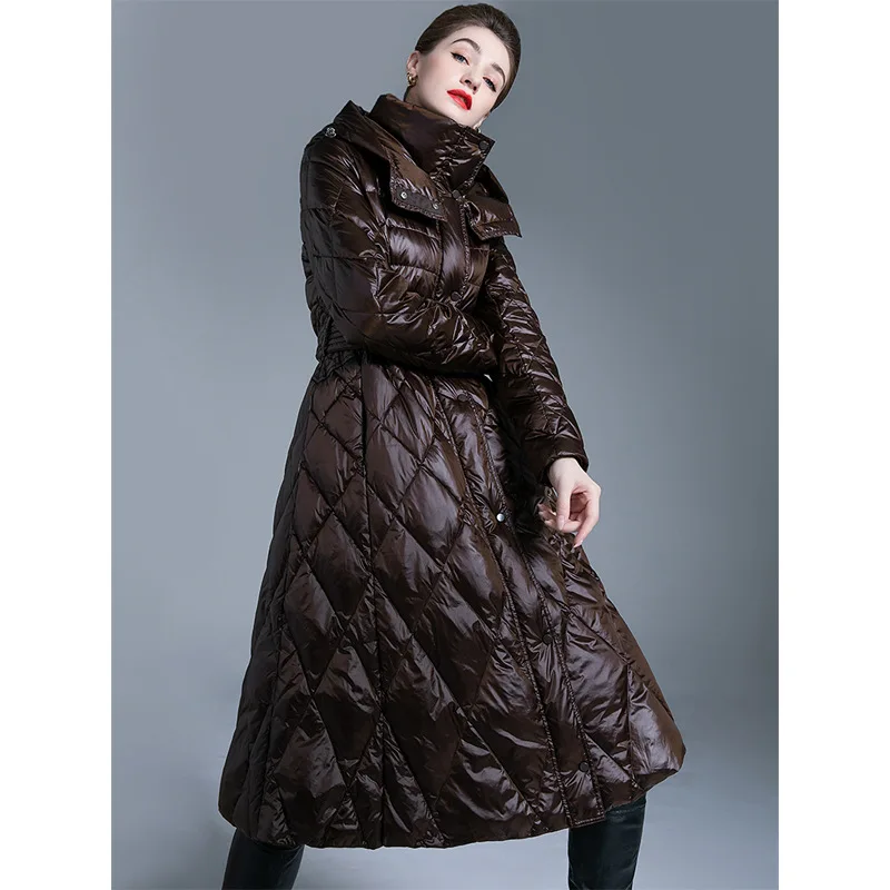 2022 New Autumn/Winter down jacket for Women's long slim large thick hooded down winter coat
