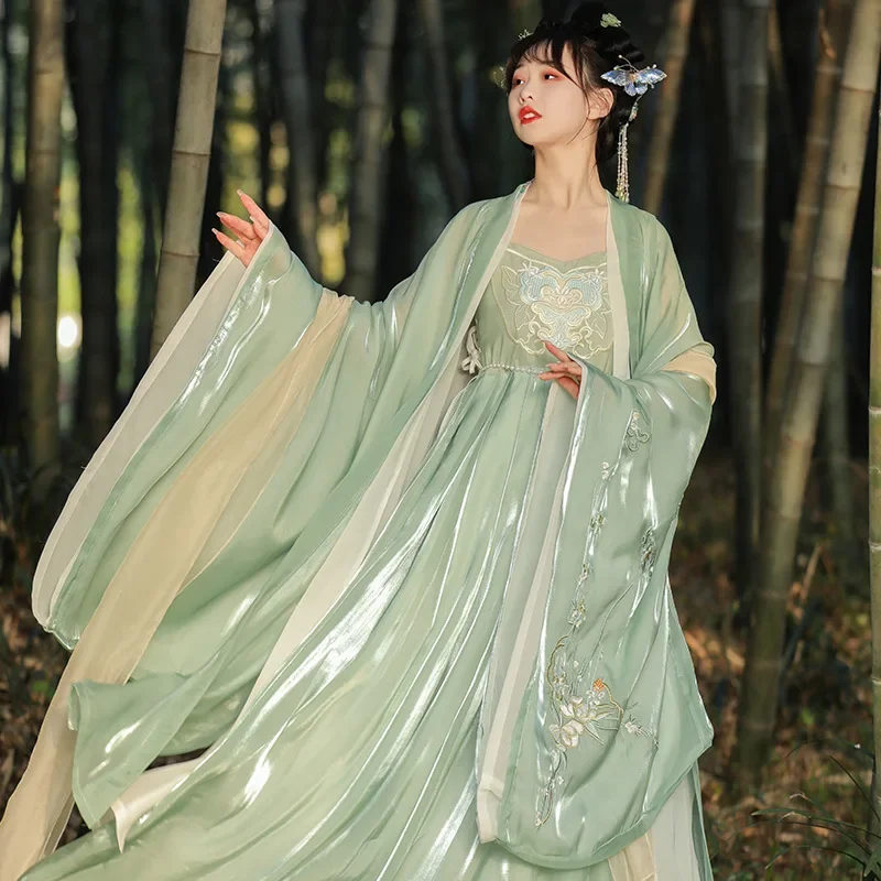 JC28 Оригинальное женское платье Chebula Hanfu династии Тан стильная древняя зеленая