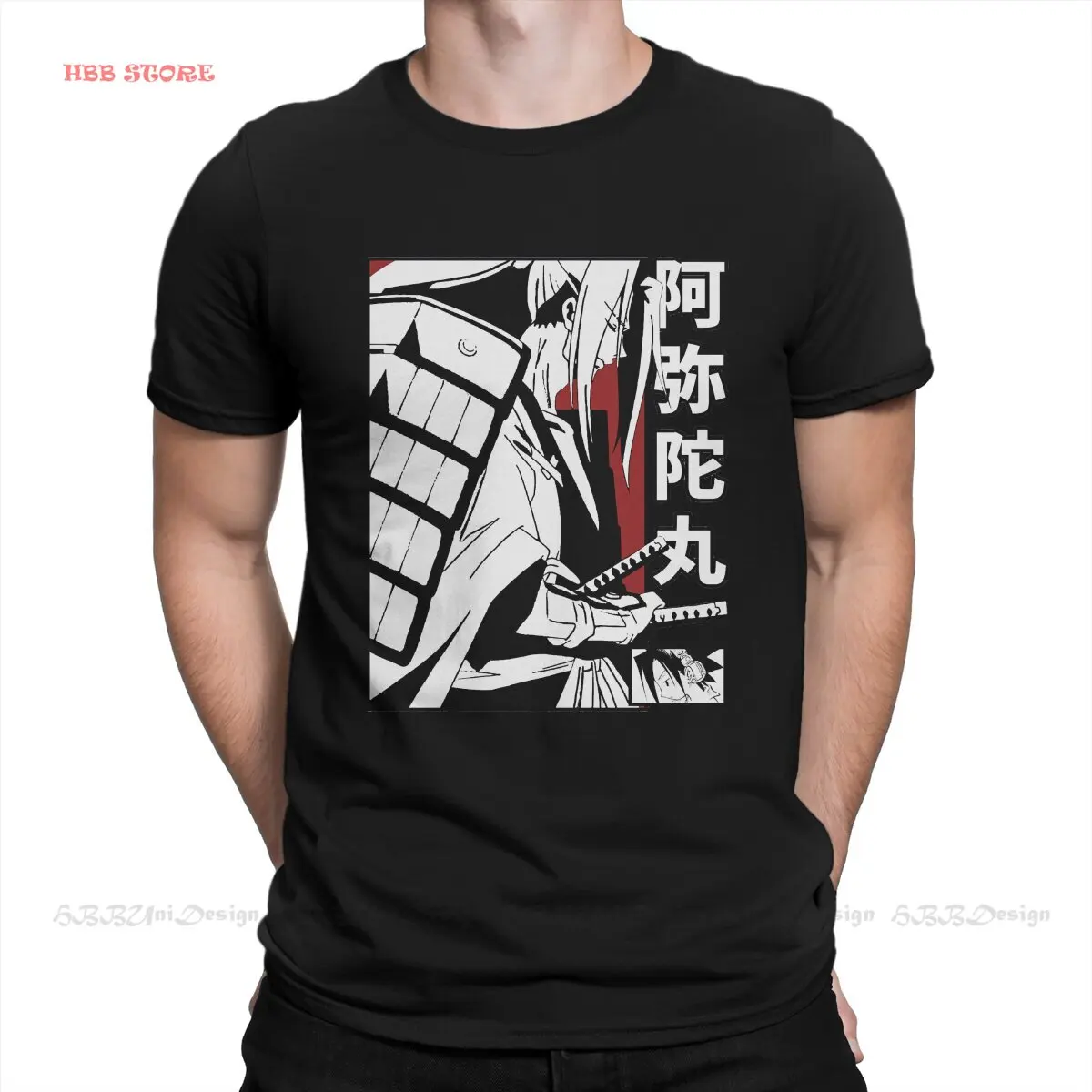 Samurai Amidamaru (Ghost) and Yoh Fashion TShirts Shaman king Male Style Pure Cotton Tops T Shirt O Neck