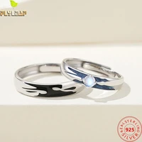 real 925 sterling silver jewelry love abyss moonstone open couple ring for women men original design romantic lovers accessories