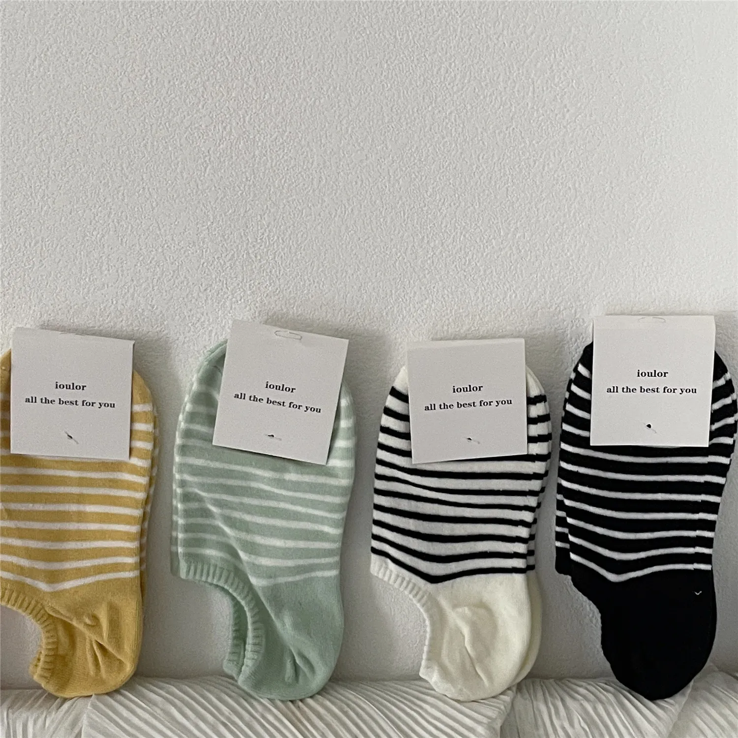 Носки-невидимки хлопковые в полоску для девочек маленькие простые дышащие