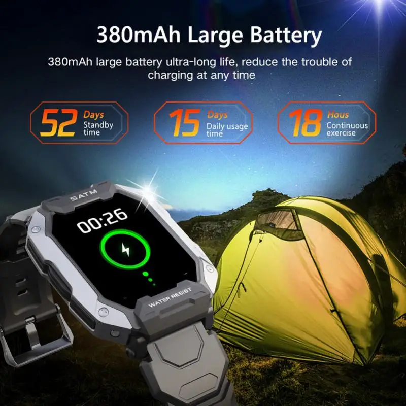 

C20 Military Smart Watch Men Carbon Black Ultra Army Outdoor IP68 5ATM Waterproof Heart Rate Blood Oxygen Satm Smartwatch 2023