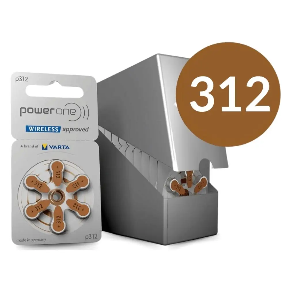 Батареи для слуховых аппаратов PowerOne P312 60 шт./10 карт 1 45 в 312 312A A312 PR41 цинковая