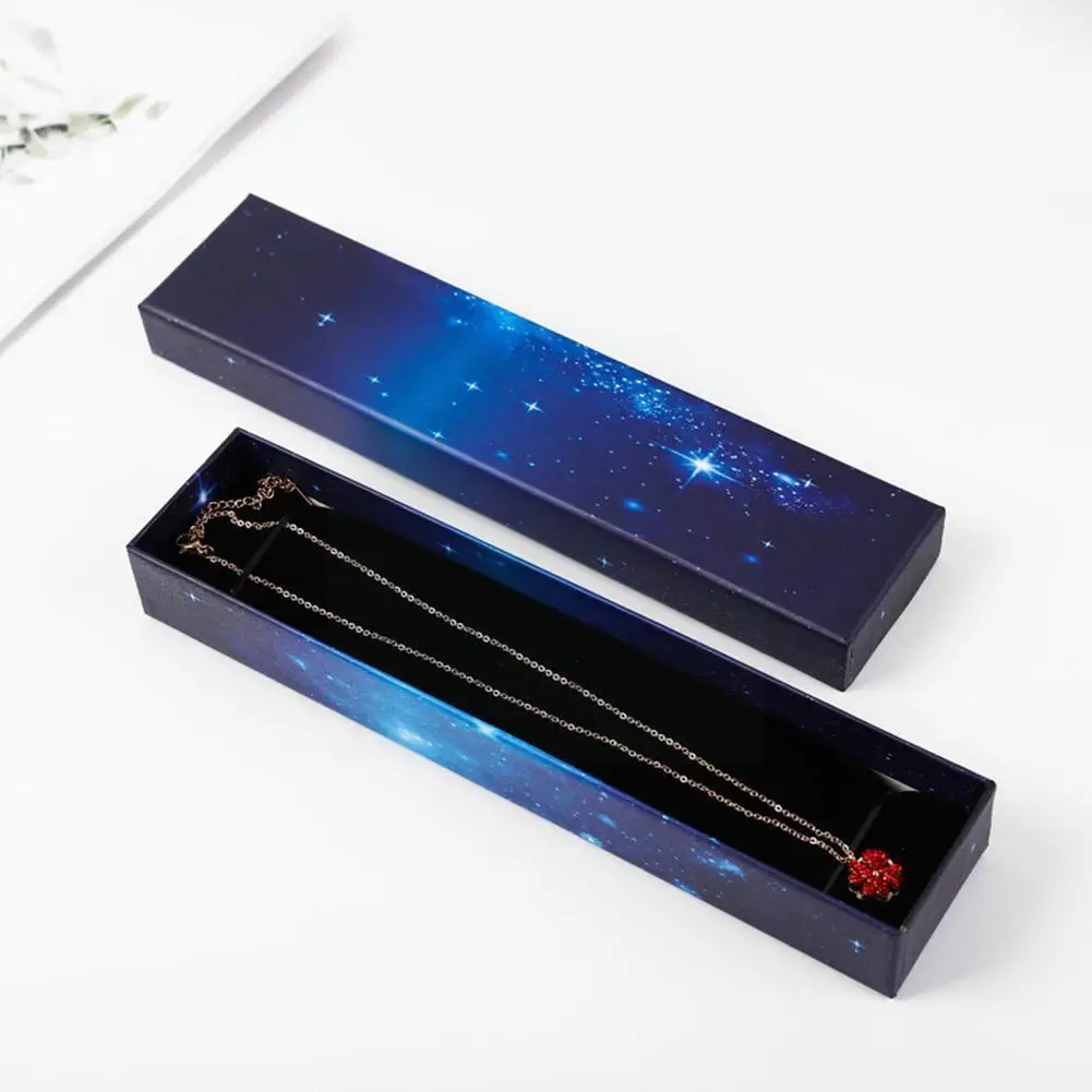 

22*5*3 см Подарочная коробка для ювелирных изделий звездное небо темно-синяя упаковка для браслета ожерелья Свадебный Подарок Невесты коробки для хранения ювелирных изделий C9O0
